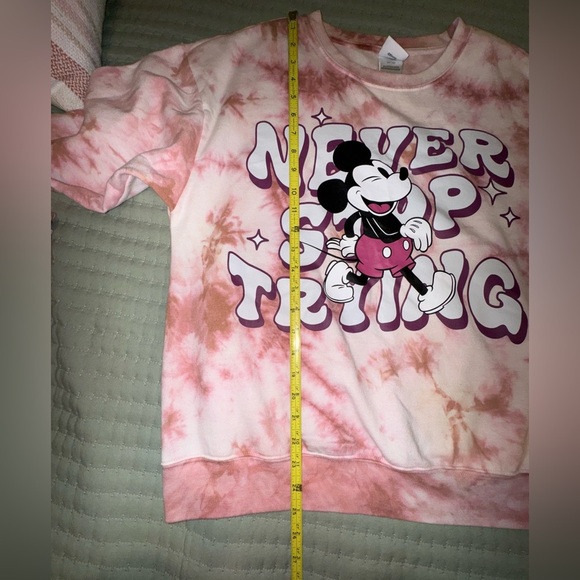 Pink Tie-Dye Mickey Mouse Never Stop Trying Sweatshirt. Sz. LG VGUC - Picture 5 of 8
